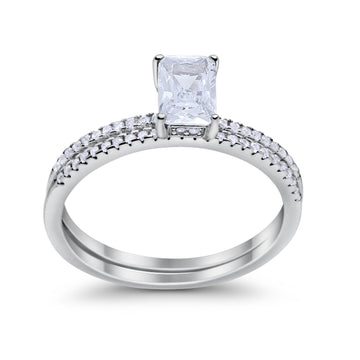 Solitaire Accent Wedding Piece Simulated CZ Rings 925 Sterling Silver
